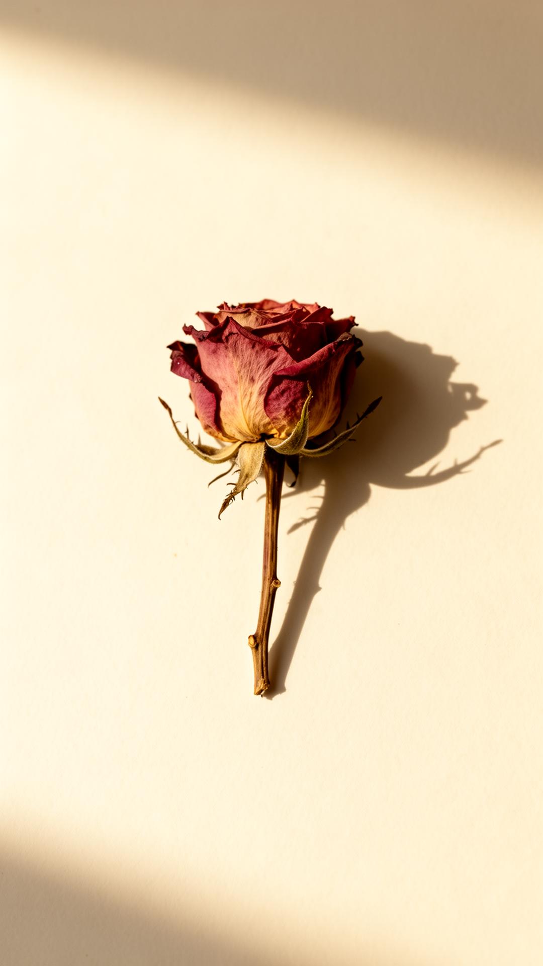 A dried rose in soft light, in memory of Tammi